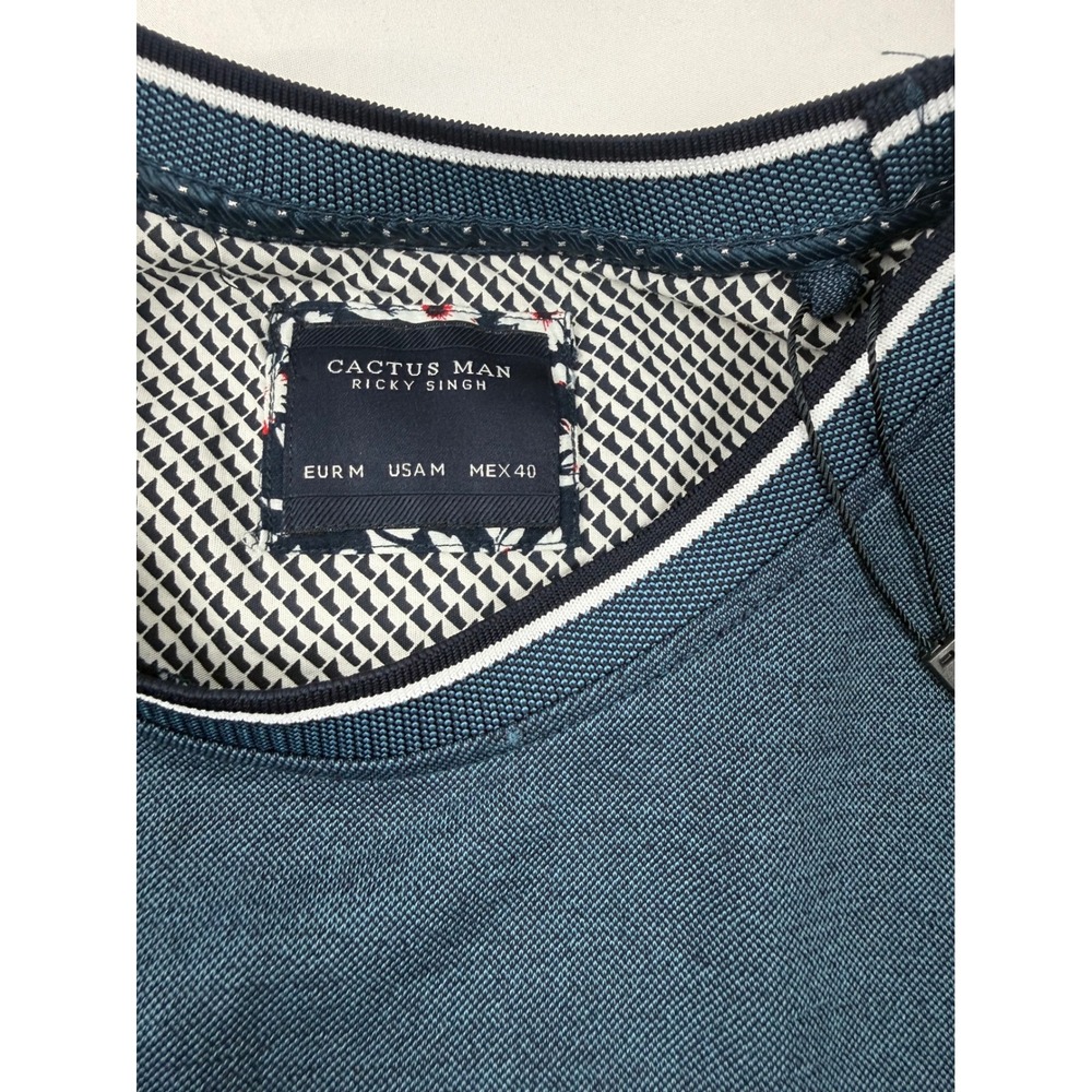 Cactus Man Ricky Singh Blue Textured Knit Pocket Tee Shirt Men's Medium - Picture 4 of 10